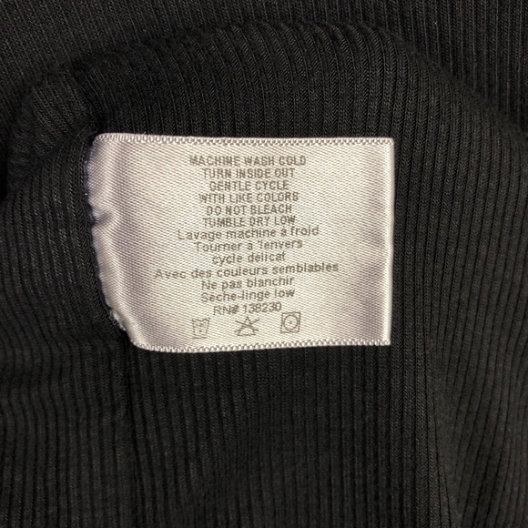 Pam & Gela Black Split Neck Ribbed Jersey Dress M - Picture 11 of 11